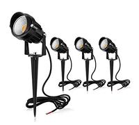Faretto da Giardino COB Proiettore 7W LED Spot Faretti da giardino faretti da giardino 850LM con Picchetto Esterno IP66 12V-24V Bianco Freddo 6000K per Esterno Giardino cortile e terrazze 4 PCS