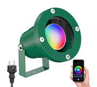 ledscom.de Faretto da giardino DUK per uso esterno, IP65, spina, verde, incl. Smart Home RGBW GU10 Lampada LED 473lm