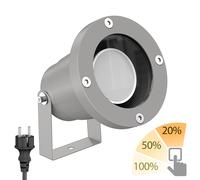 ledscom.de Faretto da giardino DUK per esterni, IP65, spina, grigio, incl. GU10 LED, 3 livelli max. 500lm bianco caldo