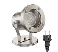 ledscom.de Faretto da giardino MIBU per esterni, IP55, cromo opaco, incl. lampada LED GU10 (bianco caldo, 7,6W, 1103lm, 33°)