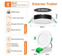 Faretto da Incasso 70mm Smart LED WiFi Alexa Smart Spotlight RGBCW CCT Bluetooth