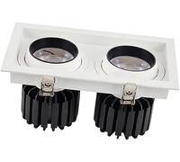 Faretto da Incasso A LED Girevole COB Spot da Soffitto A LED A Doppia Testa Quadrata per Illuminazione Interna Luce Diurna Retrofit Faretto da Incasso Bagno Ufficio, 12w*2, 6000K