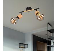 Faretto da Muro Lampada Spot Soggiorno Mobile Legno Chiaro Nero Opaco L 30cm [EEK: Non valutato]