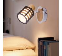 Luce Lampada da Parete Spot Wood Flessibile Casa di Campagna Vetro Satinato [EEK: Non valutato]