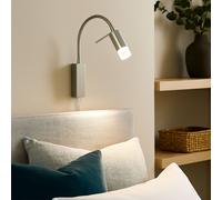 Faretto Da Parete Lampada Spot Flessibile Per Soggiorno Argento H 40 Cm