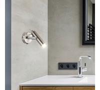 Faretto Da Parete LED Lampada Spot Mobile Nichel Opaco Interruttore T 14 Cm