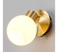 Faretto da parete Lindby Elaina, colore ottone, vetro, altezza 14 cm, E14 LINDBY