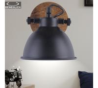 Faretto da parete luce camera da letto camera degli ospiti faretto lampada in legno orientabile nero LeuchtenDirekt