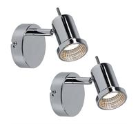 Faretto da parete orientabile LED applique da parete cromato faretto lampada da letto camera da letto, 5W 400lm bianco caldo, set da 2