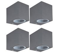 Faretto da parete per esterni luce per porta d'ingresso luce per facciate antracite applique per la tua terrazza, telecomando cambia colore dimmerabile, 1x LED RGB 3,5W, LxA 6x8,1 cm, set da 4
