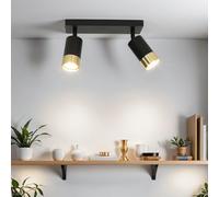 Faretto Da Soffitto 2 Fiamme B: 25 Cm Piccolo GU10 Nero Oro ANDREW