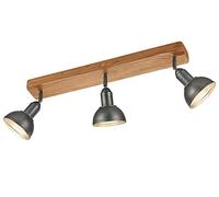 Faretto da soffitto a 3 luci, con travi in legno, color argento antico, larghezza 58 cm
