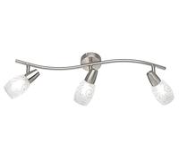 Faretto da soffitto a 3 luci, larghezza 56 cm, con paralume in vetro bianco