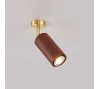 Faretto da soffitto a LED con Binario Fisso in Legno, orientabile a 360°+180°, Montaggio in Superficie, faretto direzionale, lampade da soffitto/Parete per Uso Commerciale, Domestico (Noce 6