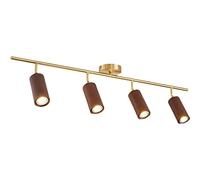 Faretto da soffitto a LED con Binario Fisso in Legno, orientabile a 360°+180°, Montaggio in Superficie, faretto direzionale, lampade da soffitto/Parete per Uso Commerciale, Domestico (Noce 3
