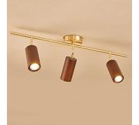 Faretto da soffitto a LED con Binario Fisso in Legno, orientabile a 360°+180°, Montaggio in Superficie, faretto direzionale, lampade da soffitto/Parete per Uso Commerciale, Domestico (Noce 6