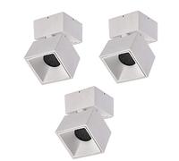 Faretto da soffitto a LED, cubo Girevole, faretto da soffitto per Interni, Montaggio Superficiale, Lampada da Parete in Alluminio o faretto, Bianco Satinato, Set da 3 [Classe energetica A+]