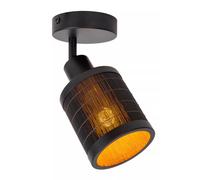 Faretto Da Soffitto Bambù Nero Mobile L:10 Cm E27 Spot Luce Soggiorno