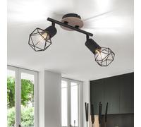 Faretto da Soffitto Binario Spot Lampada Cucina Legno Regolabile Nero 2x E14 [EEK: Non valutato]