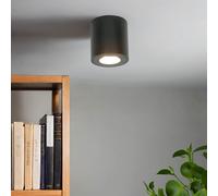 Faretto Da Soffitto Esterno Nero IP54 GU10 H: 8,4 Cm D: 8 Cm Alluminio Vetro