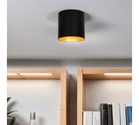 Faretto Da Soffitto GU10 In Nero Oro Metallo Ø12,7Cm Rotondo Lampada POINT