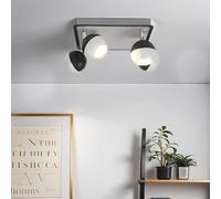 Faretto da soffitto in acciaio inox nero bianco camera da letto sala da pranzo L:25 cm GU10 globi flessibili 4 luci lampada da soffitto regolabile soggiorno NOAH