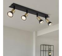 Faretto Da Soffitto Lampada Da Soffitto 4 Fiamme Flessibile Nero Oro GU10 50Cm [EEK: Non valutato]