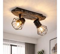 Faretto Da Soffitto Lampada Flessibile In Legno Vintage 2x E27 [EEK: Non valutato]
