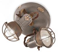 Faretto Da Soffitto Lampada Industriale Ø 20 Cm 2X E14 Ceramica Metallo Taupe