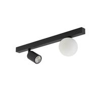 Faretto Da Soffitto Lampada Regolabile 49 Cm Nero Bianco GU10 + G9 Vetro Metallo