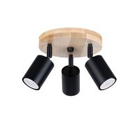 Faretto Da Soffitto Legno Acciaio GU10 Orientabile L:33 cm Plafoniera Ufficio