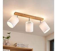 Lindby fatto da soffitto Imarin, 56 cm, a 3 luci, bianco, legno LINDBY