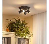 Faretto da soffitto Lindby Jorell, nero, 20 cm, nero, a 4 luci. LINDBY
