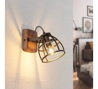 Faretto da soffitto Lindby Rutger, 16cm, a 2 luci, legno, gabbia, E14 LINDBY