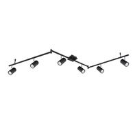 Faretto da soffitto Plafoniera da barra spot a 6 luci in metallo nero, bracci e faretti orientabili, 6x Gu10, LxPxH 180x10x18,5 cm