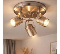 Faretto da soffitto 3 fiamme retro lampada soggiorno soffitto 3 faretti plafoniera tonda, orientabile, metallo nichel opaco, 3x prese GU10, DxH 25x15 cm