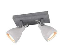 Faretto da soffitto retrò in cemento, 2 faretti orientabili con GU10 LED, illuminazione da soffitto in stile industriale