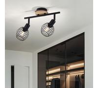 Faretto Da Soffitto Spotlampada Orientabile In Legno 2 Fiamme E14 Gabbia Nera [EEK: Non valutato]