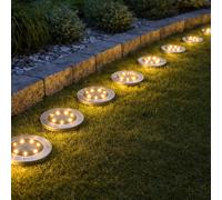 Faretto da Terra Lampada Solare a Spiedo Percorso Spike Acciaio Inox LED 8er Set [EEK: Non valutato]