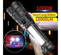 Faretto di emergenza ricaricabile a batteria integrata 4km 10000LM 800W torcia con Zoom telescopico a LED più potente luce SOS