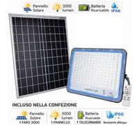 Faretto Esterno con Pannello Solare 3000W LED Crepuscolare con Telecomando NEW