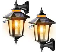 Faretto Esterno Solare, Moman 2Pcs Lampade da Esterno Parete Solare con Sensore di Movimento 3 Modalità IP65 Impermeabile Luce Solare Vintage per Giardino Patio Garage, Lampada-Solare-LED-Esterno-Luce