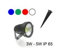 FARETTO FARO COB LED DA GIARDINO 3W 5W WATT SUPPORTO PICCHETTO LUCE COLOR IP65