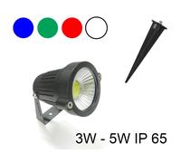 FARETTO FARO COB LED DA GIARDINO 3W 5W WATT SUPPORTO PICCHETTO LUCE COLOR IP65