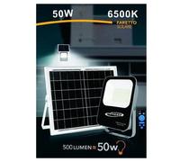 FARETTO FARO LED SOLARE 50WATT TELECOMANDO IP65 LUCE BIANCO FREDDA 6500K FSO-50W