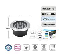 FARETTO INCASSO CALPESTABILE LED 18W IP66 DA ESTERNO LUCE FREDDA 6400K CARRABILE
