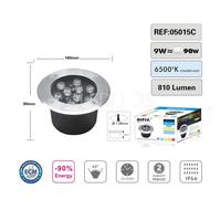 FARETTO INCASSO CALPESTABILE LED 9W IP66 DA ESTERNO LUCE FREDDA 6400K CARRABILE
