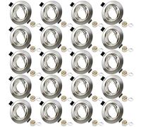 Faretto Incasso Cartongesso GU10, Metallo Nichel Spazzolato Cornice, incl Portalampada GU10, Faretti da Incasso Rotondo Portafaretto per 50mm LED e Alogeno, Foro ø68-80mm, Set da 20