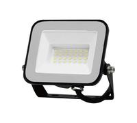 Faretto inondazione 20 W con chip LED, colore 6500 K, corpo nero, vetro grigio, ideale per illuminazione esterna e sicurezza.