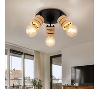 Faretto Lampada Da Soffitto Spot Flessibile In Legno Naturale E27 D 28Cm [EEK: Non valutato]